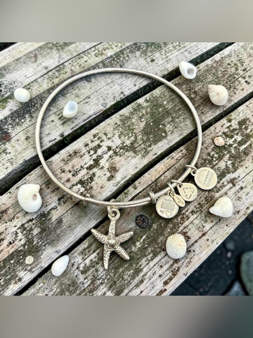 🏷️‼️5/$25🏷️‼️🐚ALEX & ANI🐚Starfish Charm Bangle in Rafaelian Silver/EUC